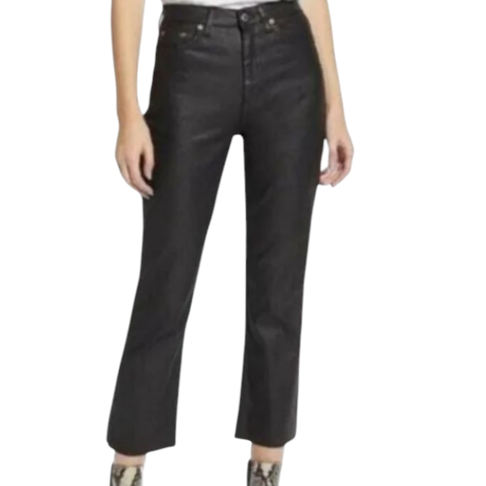 Topshop Black Coat Raw Hem Straight Leg Jeans.... Size 9/ 31
